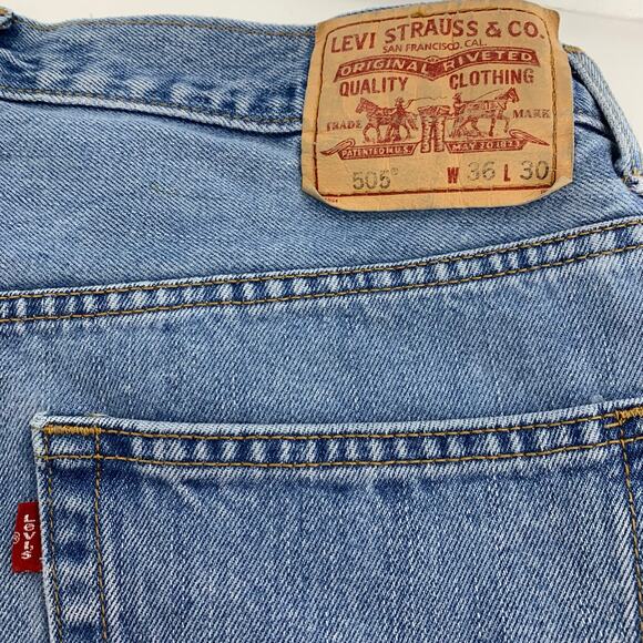 Levi’s 505 Straight Leg Regular Fit Mens Jeans 36 30 - Picture 4 of 13